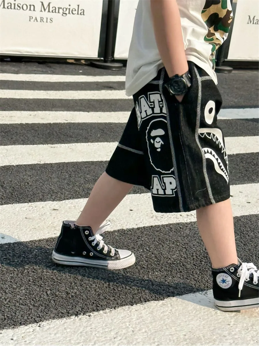 【100-160cm】ストリート感満載 大活躍 カジュアル ゆったり 履きやすい ショートパンツ