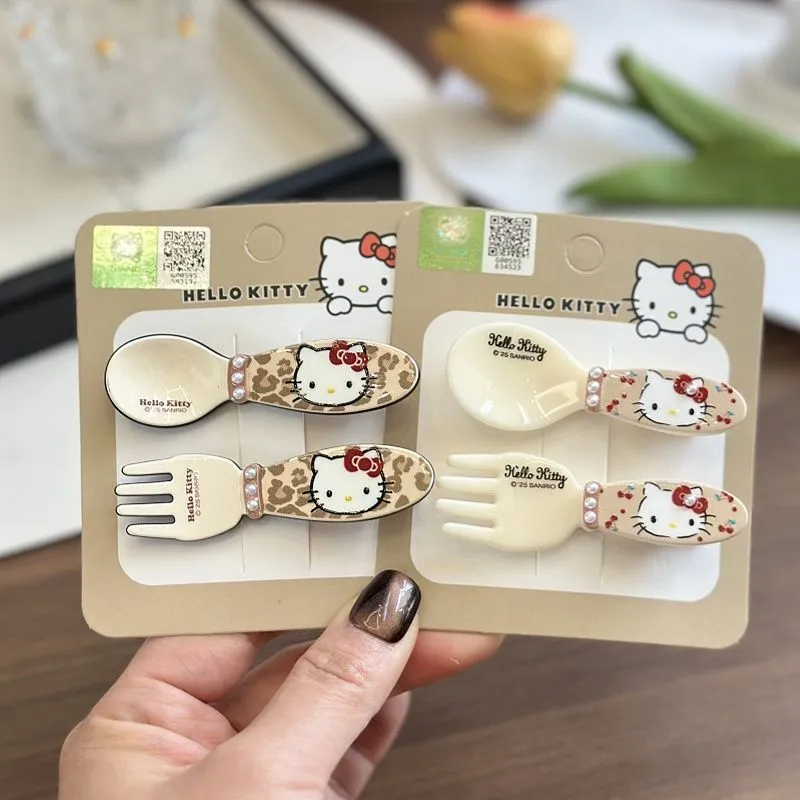 ユニークで目を引く デザイン満点 滑り止め付き スプーンモチーフ おもしろ ヘアピン