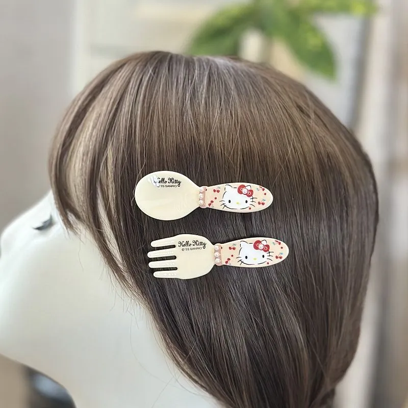 ユニークで目を引く デザイン満点 滑り止め付き スプーンモチーフ おもしろ ヘアピン