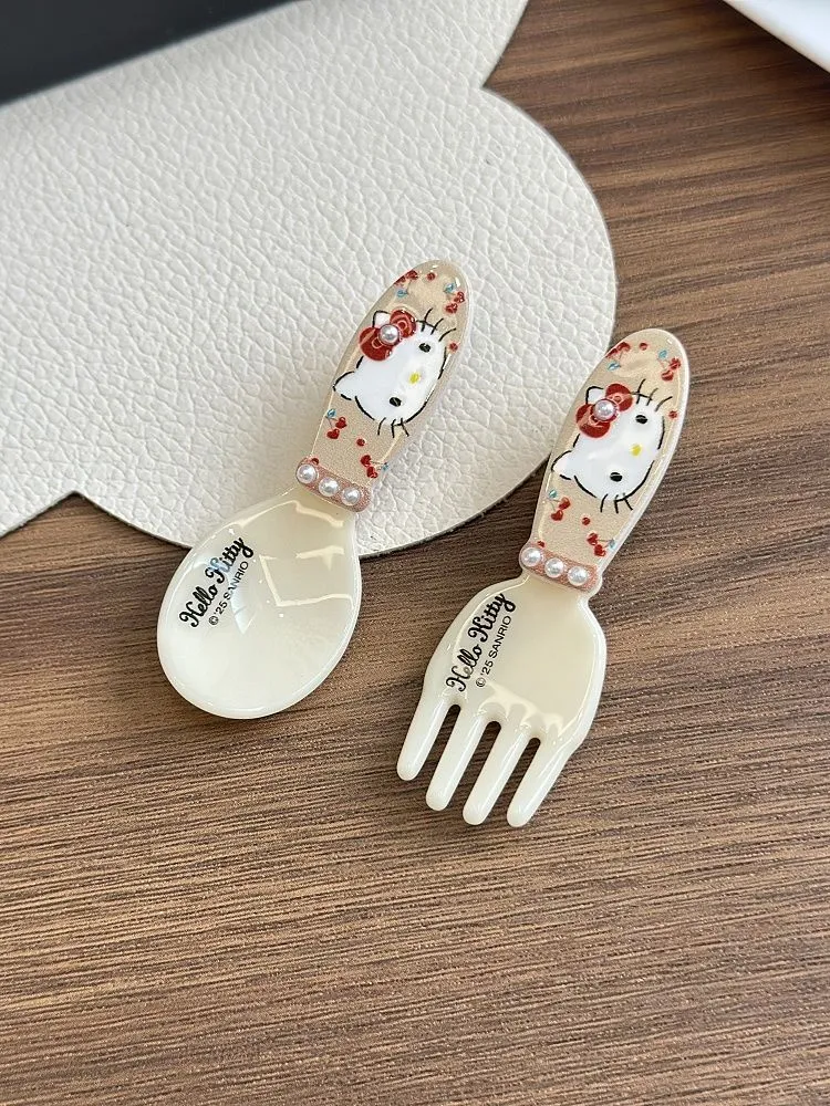 ユニークで目を引く デザイン満点 滑り止め付き スプーンモチーフ おもしろ ヘアピン