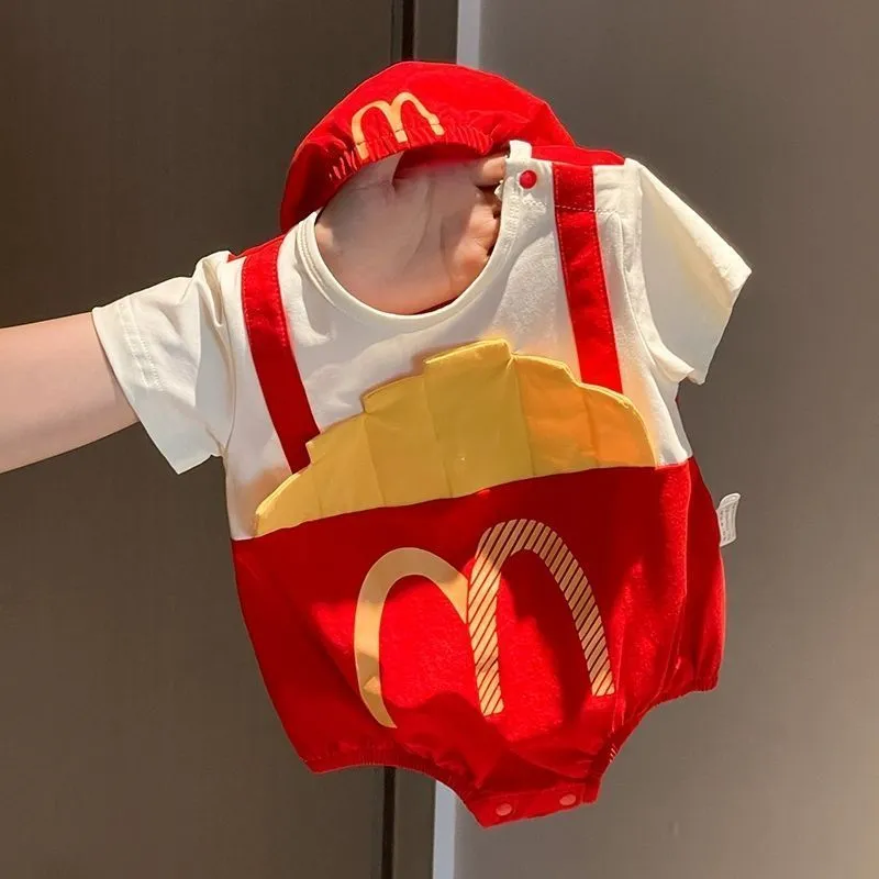 【66-90cm】三点セット 単品注文OK 元気いっぱい 可愛い ベビー ロンパース+帽子+ソックス セットアップ