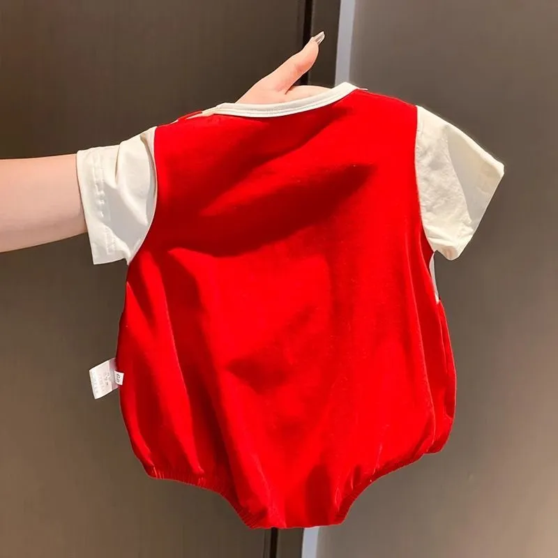 【66-90cm】三点セット 単品注文OK 元気いっぱい 可愛い ベビー ロンパース+帽子+ソックス セットアップ