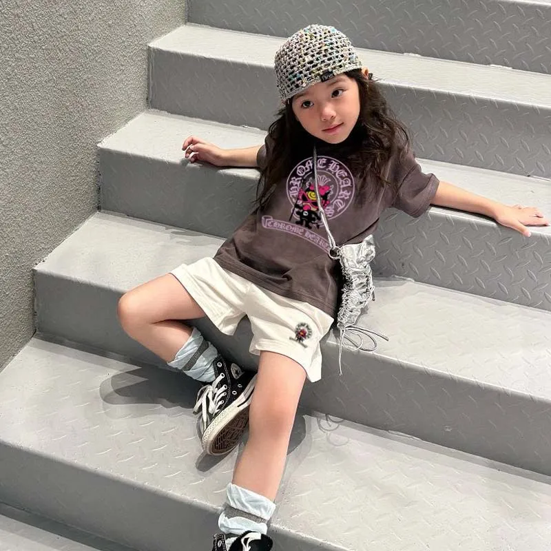 【90-160cm】毎日着たくなる 好感度UP プリント 快適 クール 女の子 半袖Ｔシャツ/ショートパンツ