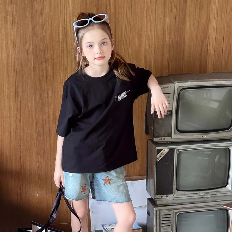 【90-160cm】絶対見逃さないで  目立つ シンプル トレンド 女の子 半袖 Ｔシャツ