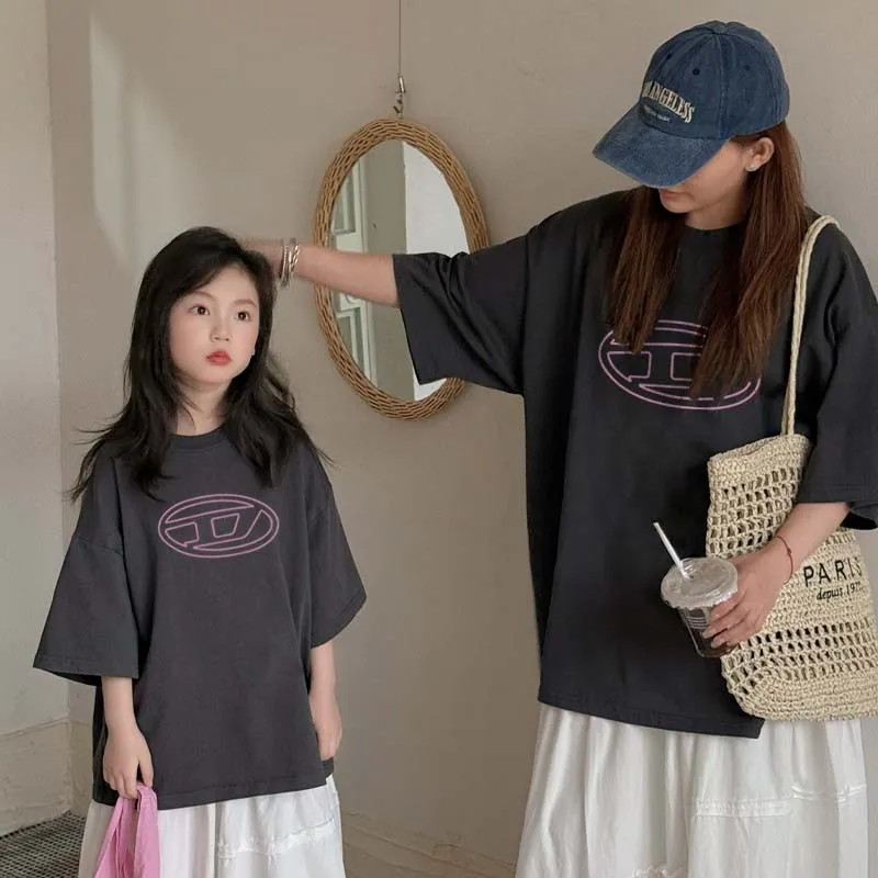 【90-160cm+親サイズ】リラックス感ある 大注目 カジュアル 着やすい 親子ペア 半袖 Ｔシャツ