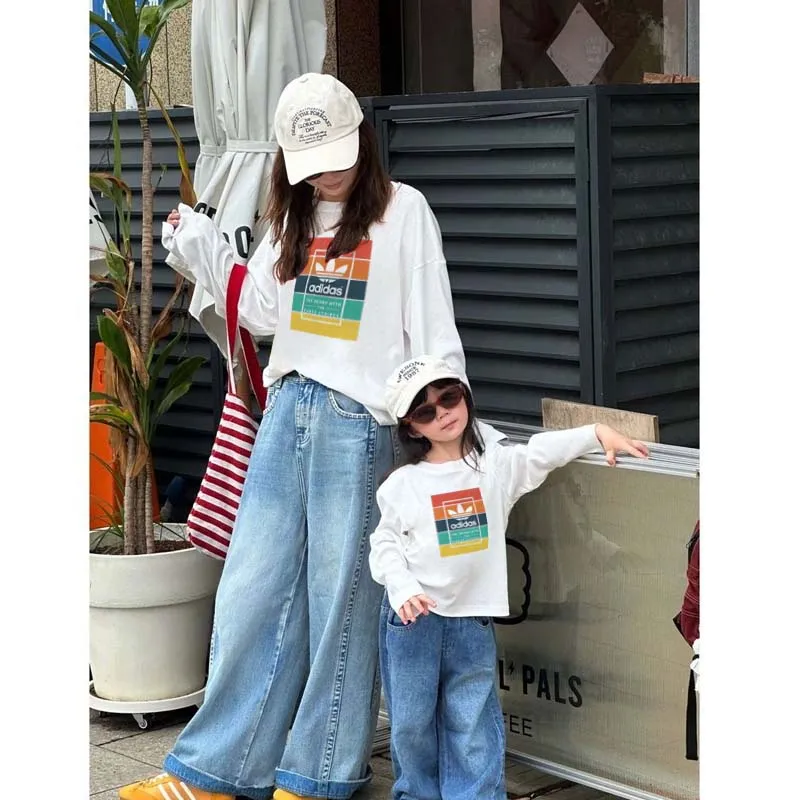 【90-160cm+親サイズ】コンフォート感抜群 爆売れ中 カジュアル トレンド  親子ペア 長袖 Ｔシャツ