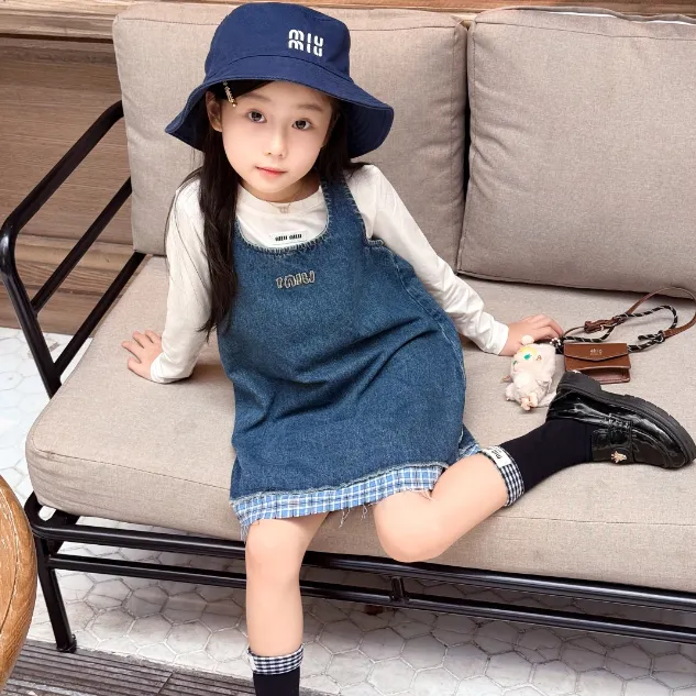 【100-160cm】おしゃれ感満点 好感度UP ガーリー 気質満点  女の子 デニム ジャンパースカート ワンピース