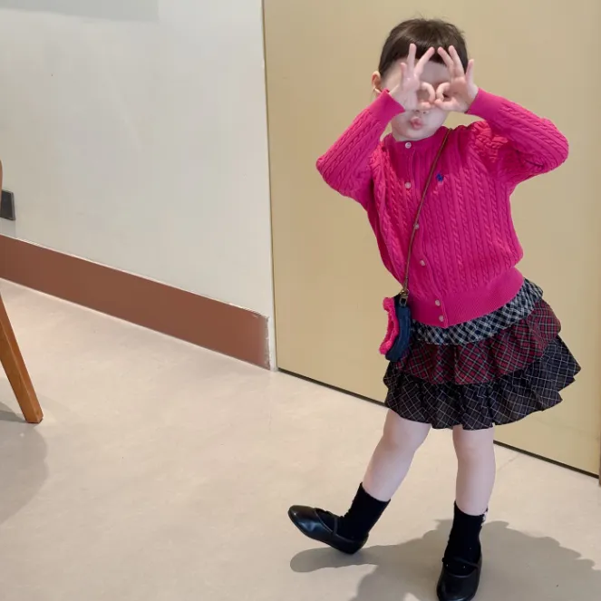 【90-150cm】デイリー使いにぴったり シンプル 型崩れしにくい 女の子 カーディガン