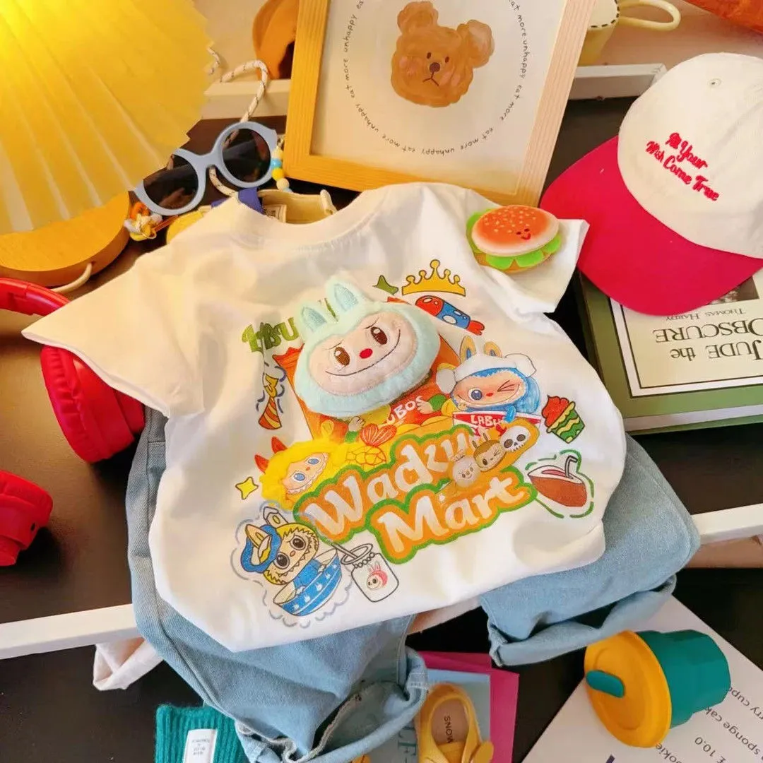 【73-150cm】好感度UP 可愛い 遊び心満載 立体ぬいぐるみデザイン 半袖Ｔシャツ