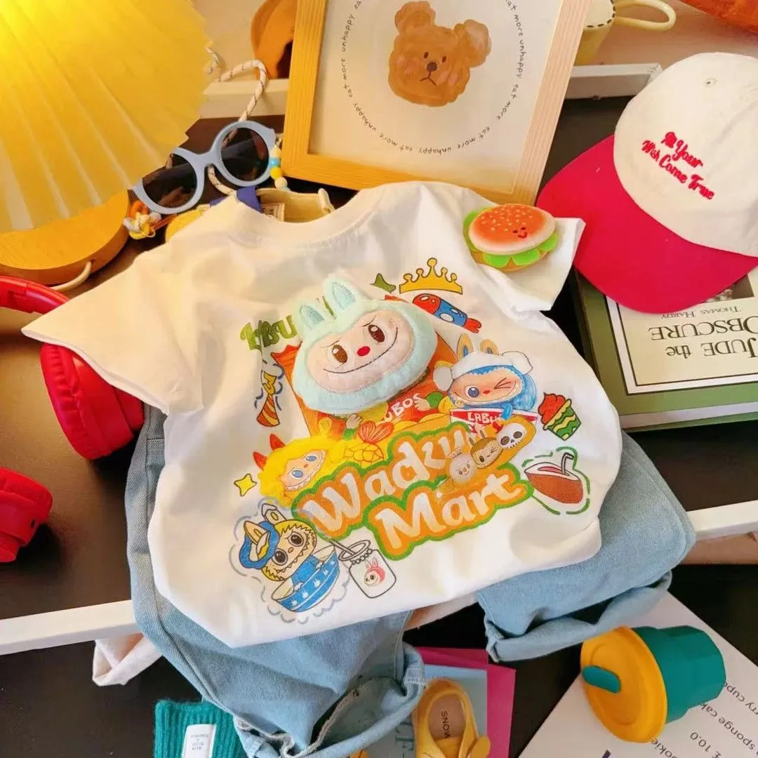 【73-150cm】好感度UP 可愛い 遊び心満載 立体ぬいぐるみデザイン 半袖Ｔシャツ