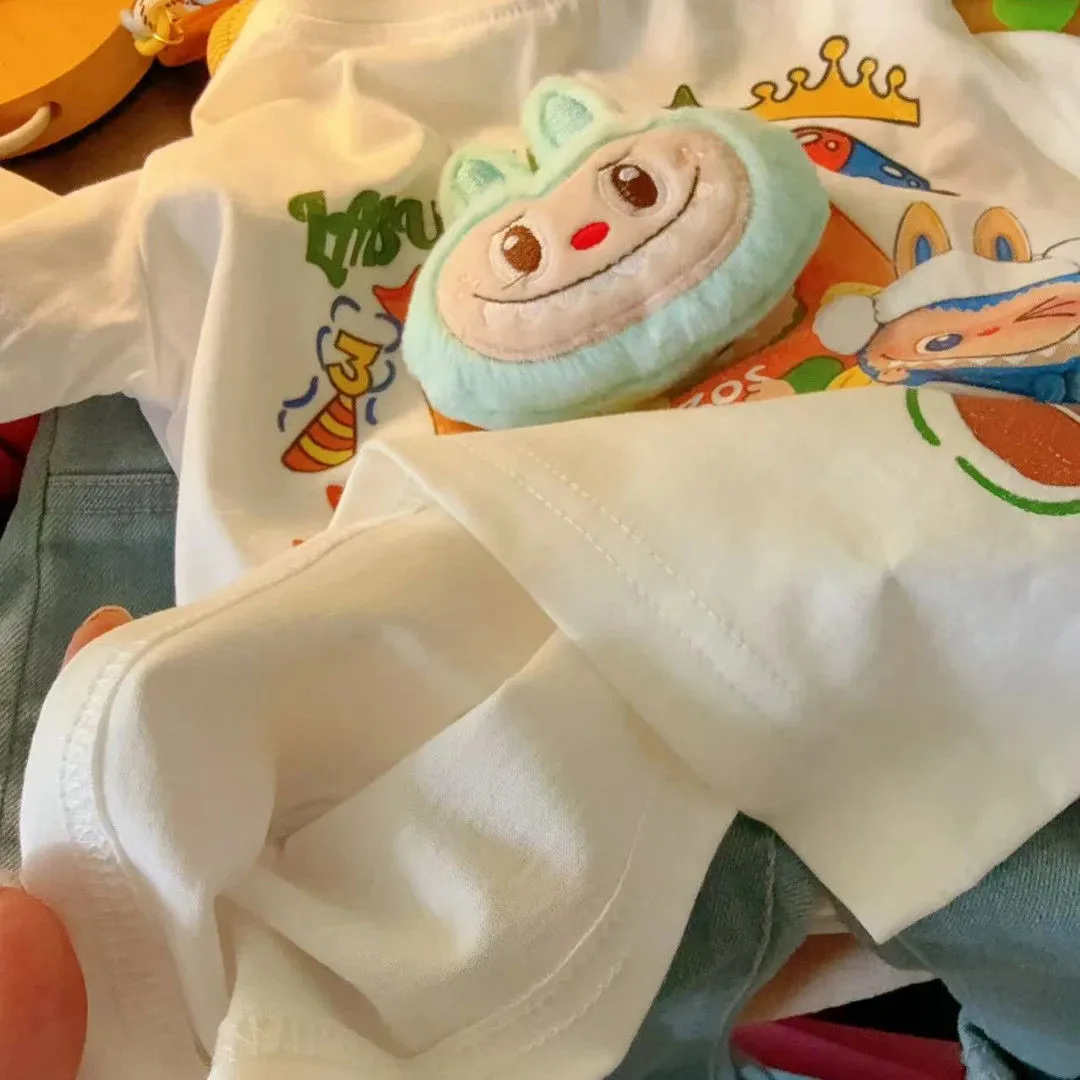 【73-150cm】好感度UP 可愛い 遊び心満載 立体ぬいぐるみデザイン 半袖Ｔシャツ