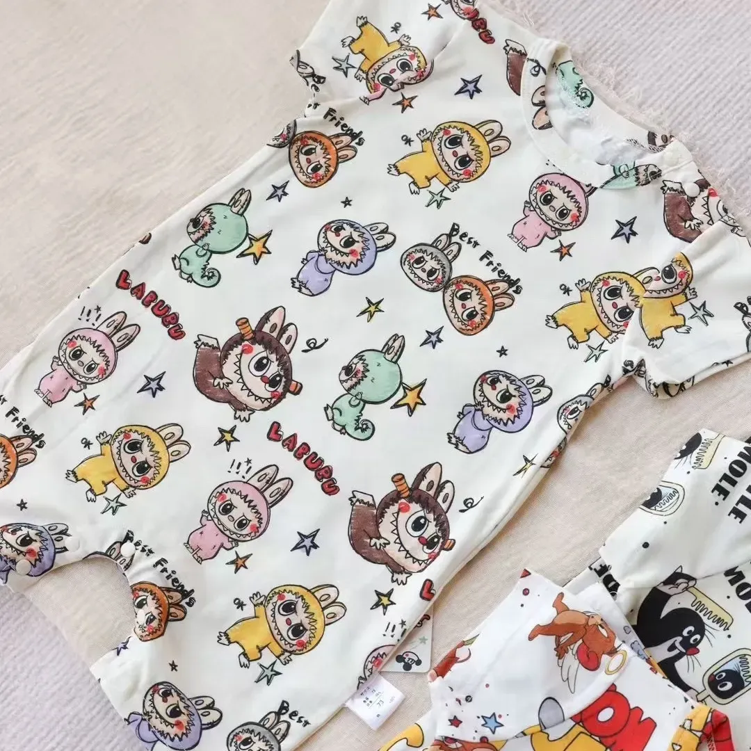 【73-100cm】人気爆発中 売れ筋 遊び心満載 カートゥーン ベビー 半袖 ロンパース