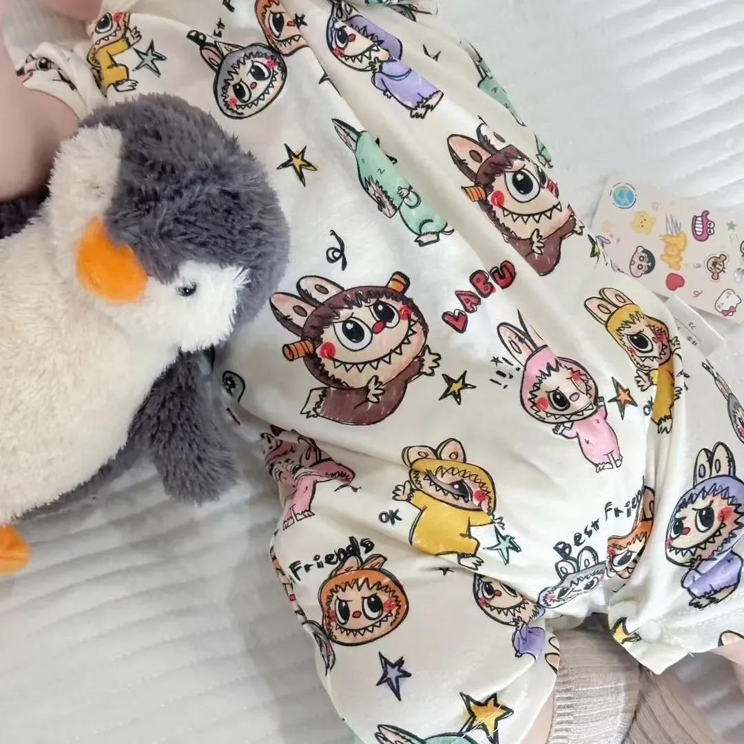 【73-100cm】人気爆発中 売れ筋 遊び心満載 カートゥーン ベビー 半袖 ロンパース