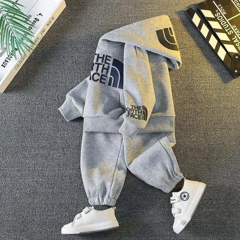 【90-160cm】二点セット よく売れる カジュアル フード付き パーカー＋カジュアルパンツ セット