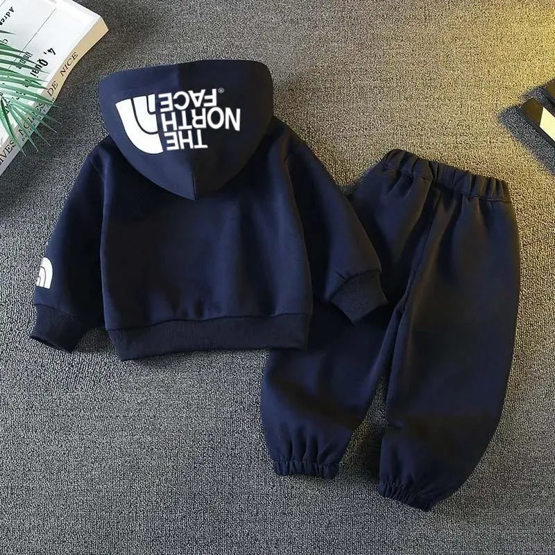 【90-160cm】二点セット よく売れる カジュアル フード付き パーカー＋カジュアルパンツ セット