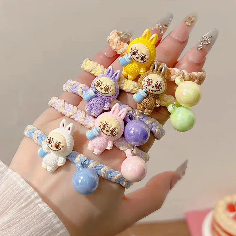 【5本セット】大注目 ヘアゴム 可愛い カラフルビーズ付き 高弾力 ヘアアクセサリー