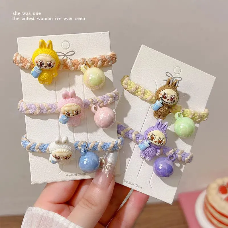 【5本セット】大注目 ヘアゴム 可愛い カラフルビーズ付き 高弾力 ヘアアクセサリー