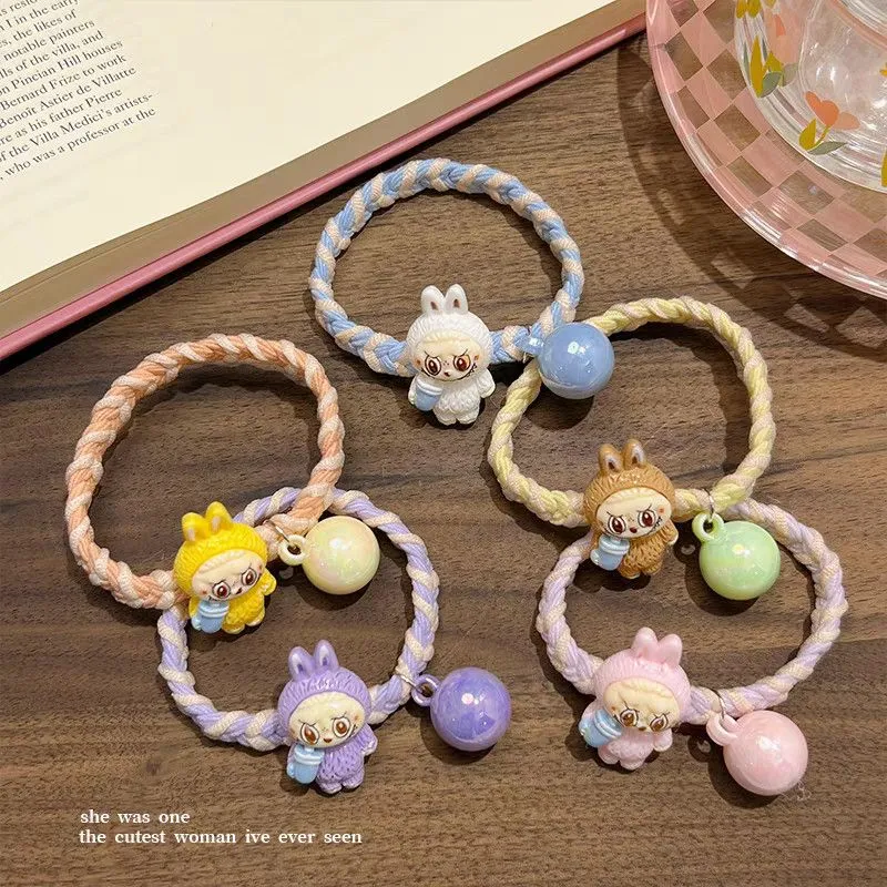 【5本セット】大注目 ヘアゴム 可愛い カラフルビーズ付き 高弾力 ヘアアクセサリー