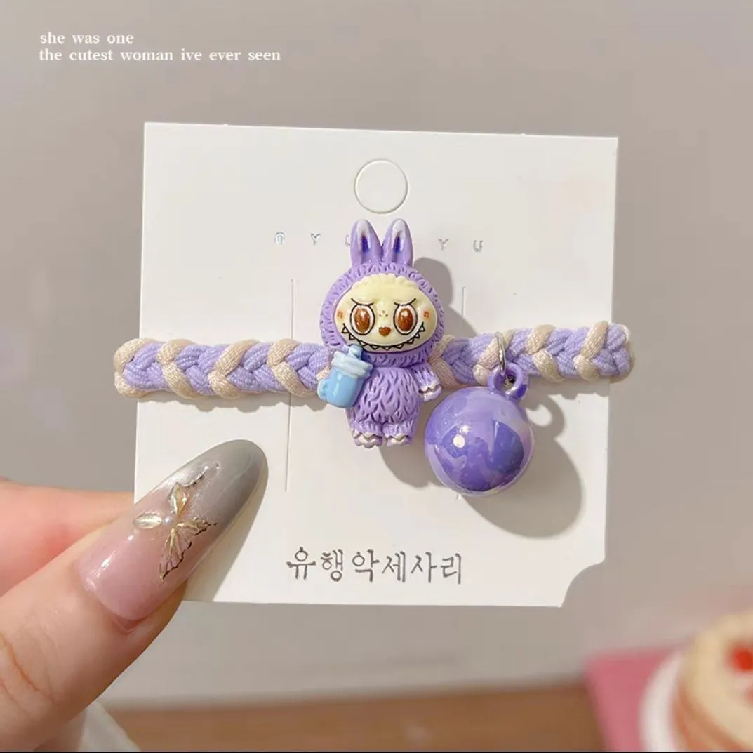 【5本セット】大注目 ヘアゴム 可愛い カラフルビーズ付き 高弾力 ヘアアクセサリー