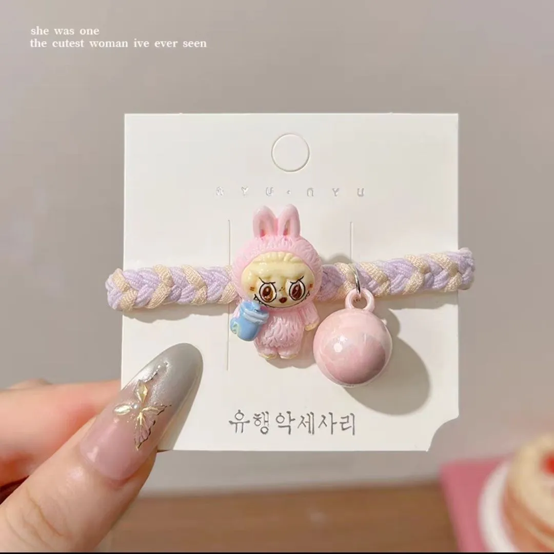 【5本セット】大注目 ヘアゴム 可愛い カラフルビーズ付き 高弾力 ヘアアクセサリー