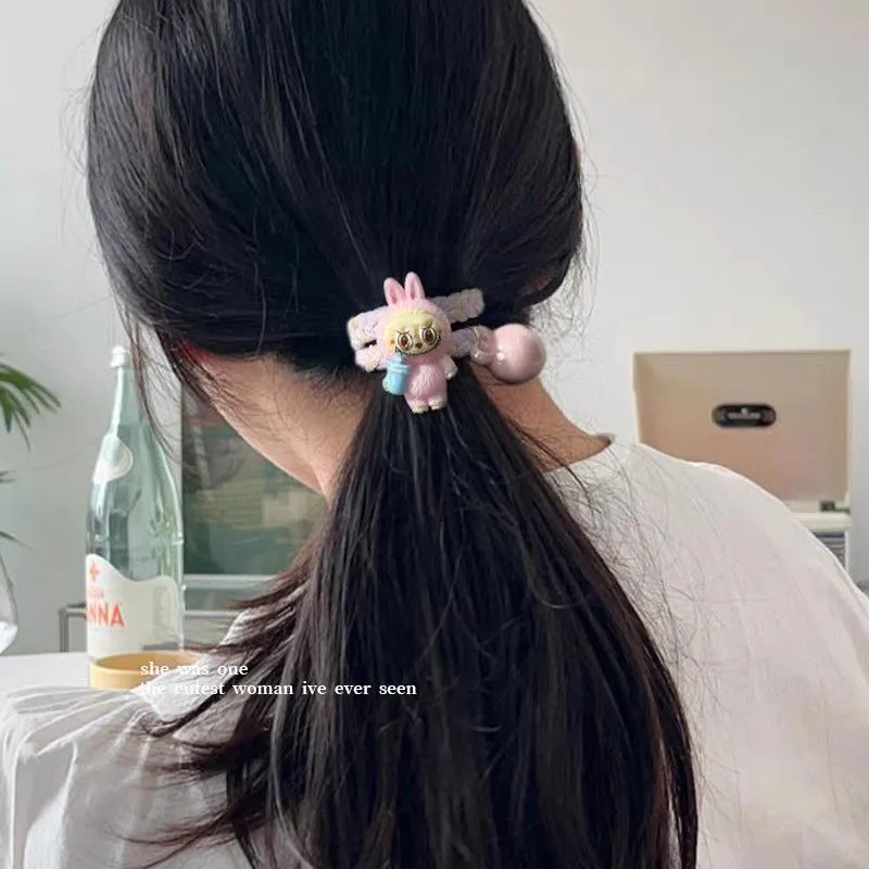 【5本セット】大注目 ヘアゴム 可愛い カラフルビーズ付き 高弾力 ヘアアクセサリー