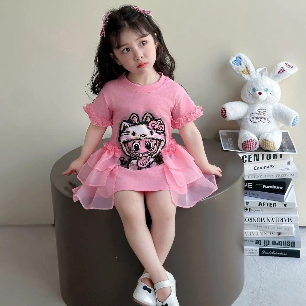 【100-170cm】好感度100％  ガーリー ふんわりシルエット 女の子 ワンピース