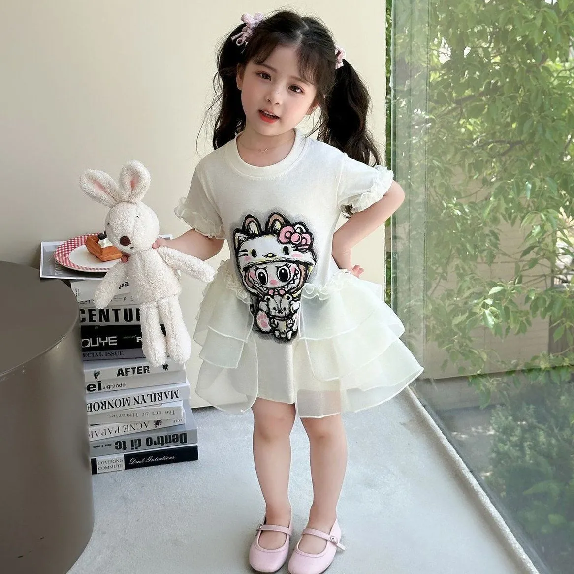 【100-170cm】好感度100％  ガーリー ふんわりシルエット 女の子 ワンピース