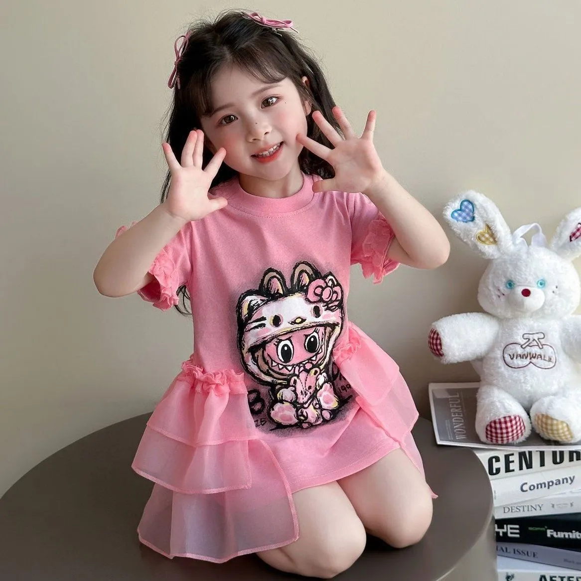 【100-170cm】好感度100％  ガーリー ふんわりシルエット 女の子 ワンピース