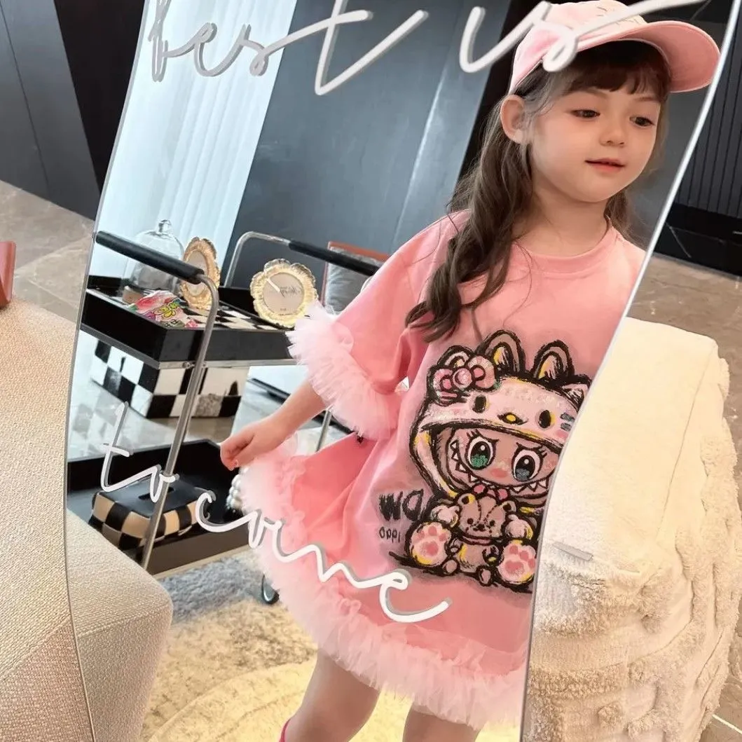 【80-150cm】人気上昇中  おしゃれ キュート チュール付き フェミニン 女の子 ワンピース