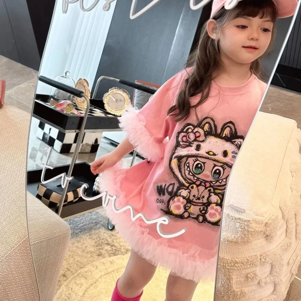 【80-150cm】人気上昇中  おしゃれ キュート チュール付き フェミニン 女の子 ワンピース