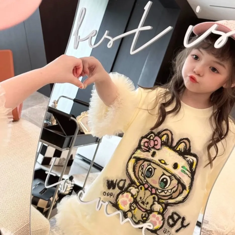 【80-150cm】人気上昇中  おしゃれ キュート チュール付き フェミニン 女の子 ワンピース