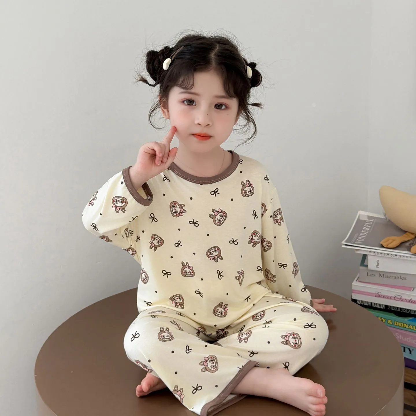 【90-150cm】人気爆発中 パジャマ 女の子 長袖 トップス+長ズボン ルームウェア