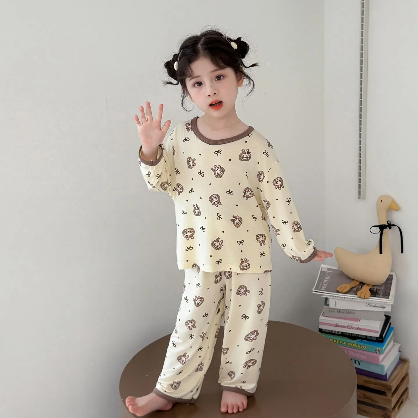 【90-150cm】人気爆発中 パジャマ 女の子 長袖 トップス+長ズボン ルームウェア