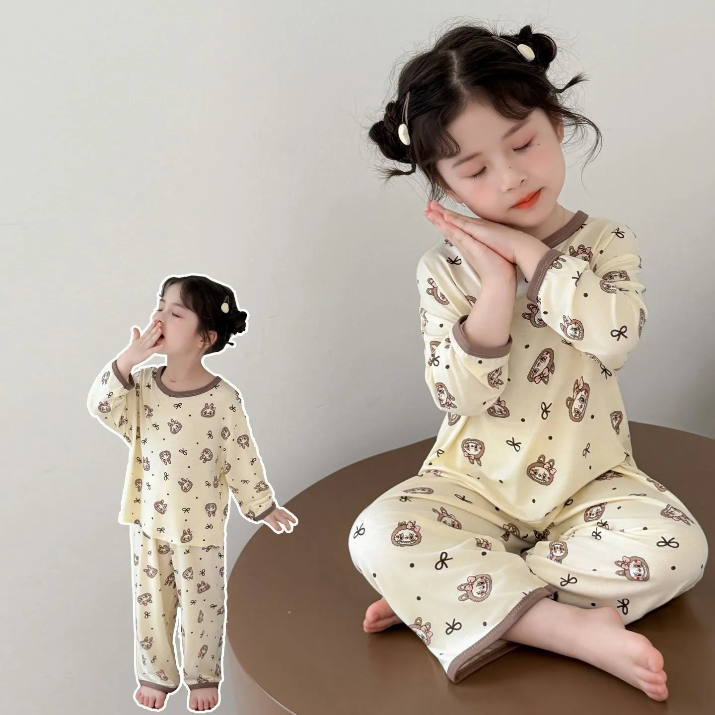 【90-150cm】人気爆発中 パジャマ 女の子 長袖 トップス+長ズボン ルームウェア