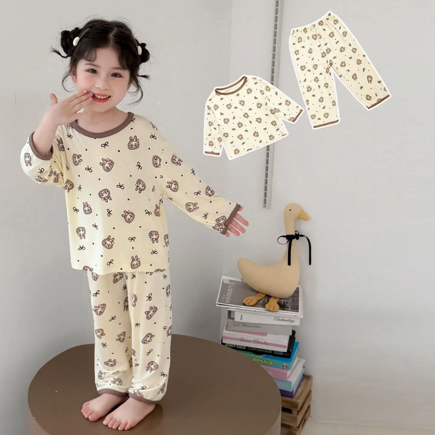 【90-150cm】人気爆発中 パジャマ 女の子 長袖 トップス+長ズボン ルームウェア