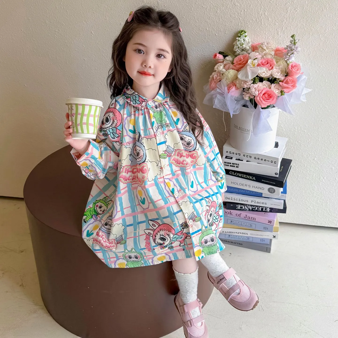 【90-140cm】おしゃれ  長袖 キッズ ディリー 可愛い 子供服 ワンピース