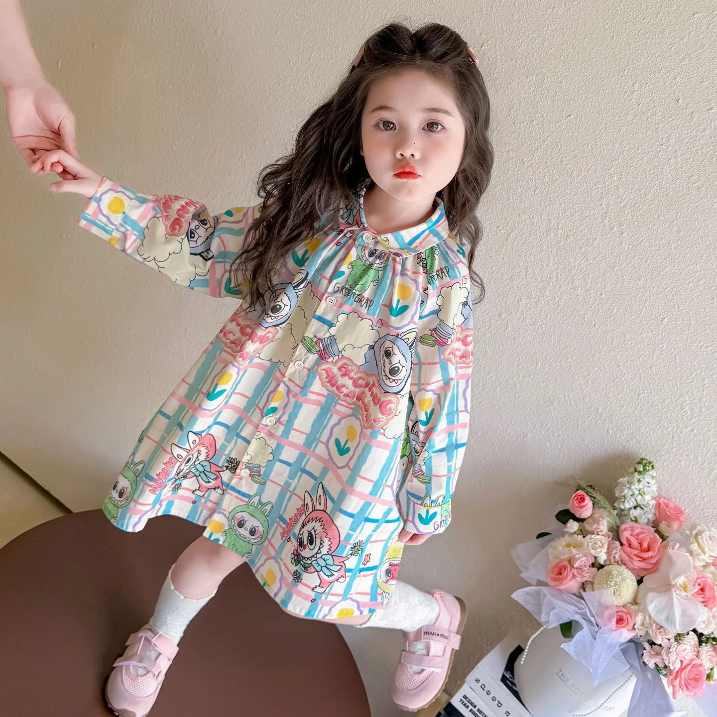 【90-140cm】おしゃれ  長袖 キッズ ディリー 可愛い 子供服 ワンピース