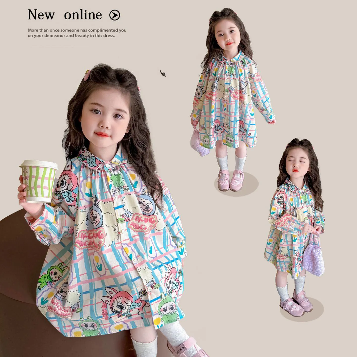 【90-140cm】おしゃれ  長袖 キッズ ディリー 可愛い 子供服 ワンピース