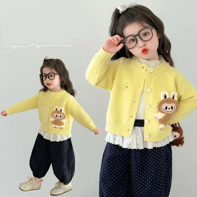 【90-140cm】今季大注目 可愛い カートゥーン おしゃれ 定番 ニット カーディガン