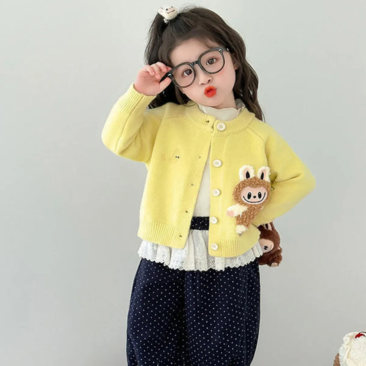 【90-140cm】今季大注目 可愛い カートゥーン おしゃれ 定番 ニット カーディガン
