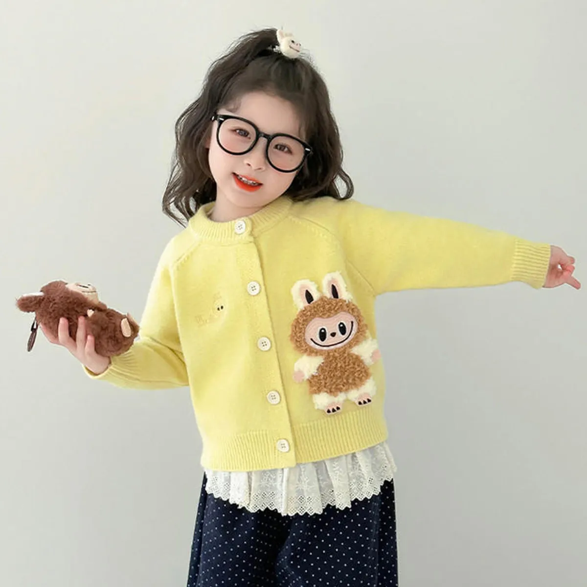 【90-140cm】今季大注目 可愛い カートゥーン おしゃれ 定番 ニット カーディガン