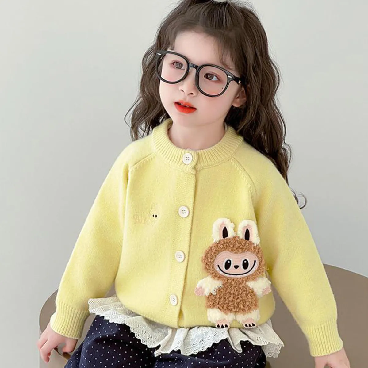 【90-140cm】今季大注目 可愛い カートゥーン おしゃれ 定番 ニット カーディガン