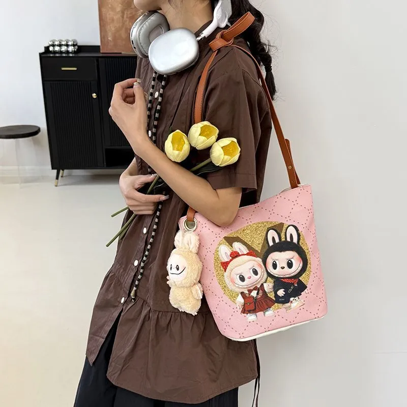 絶対欲しい！大容量 キャンバス 可愛い 斜め掛け  ショルダーバッグ