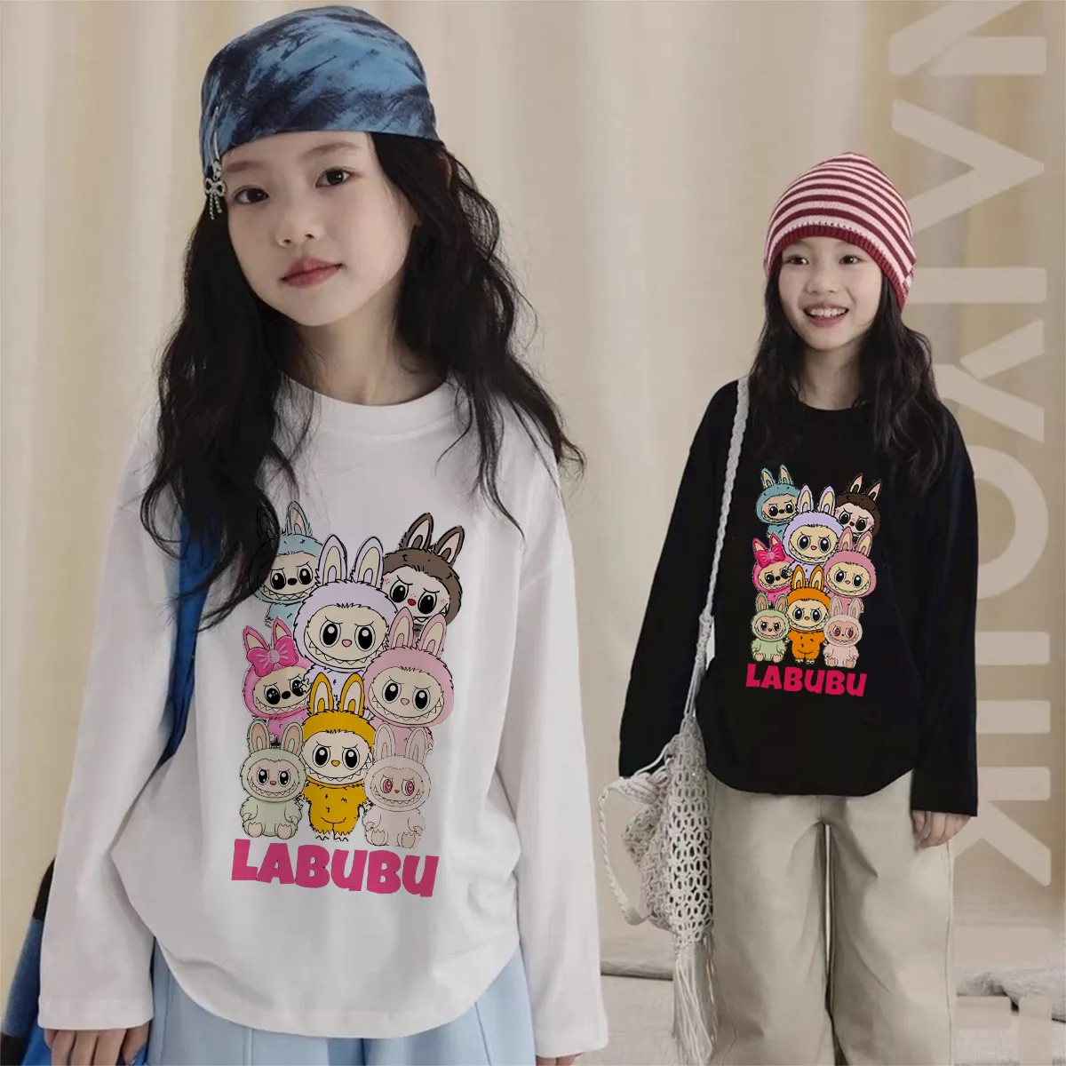 【90-160cm】好感度100％  人気爆発中 キャラクター 可愛い 女の子 長袖 Ｔシャツ