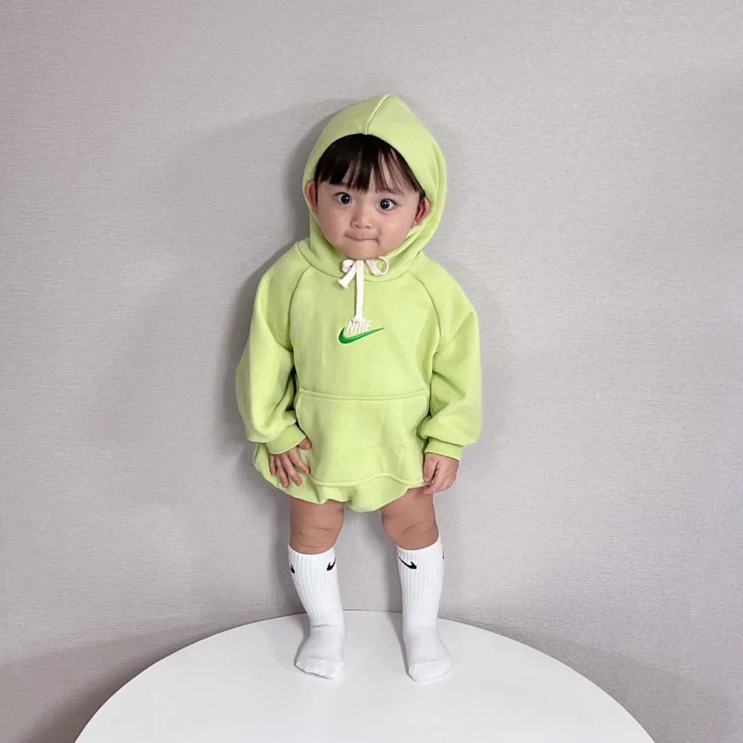 【66-90cm】高品質 履き心地いい やわらかな素材 4色選べる フード付き カジュアル ベビー ロンパース