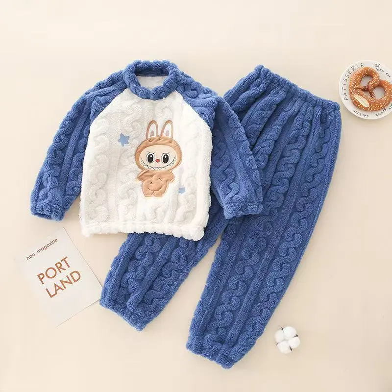 【90-140cm】大人気 厚手 あったか カートゥーン ルームウェア パジャマセット