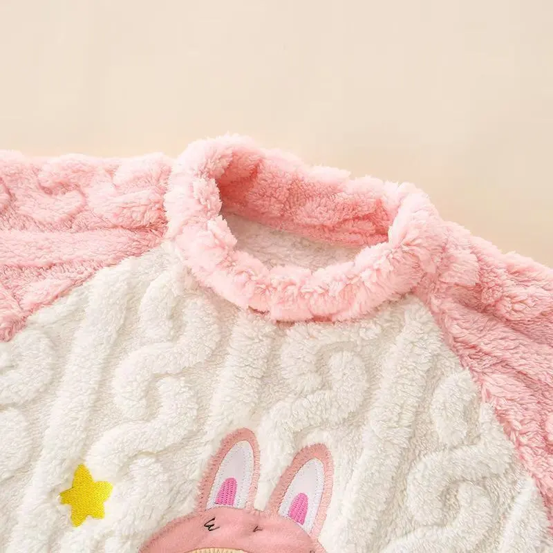 【90-140cm】大人気 厚手 あったか カートゥーン ルームウェア パジャマセット