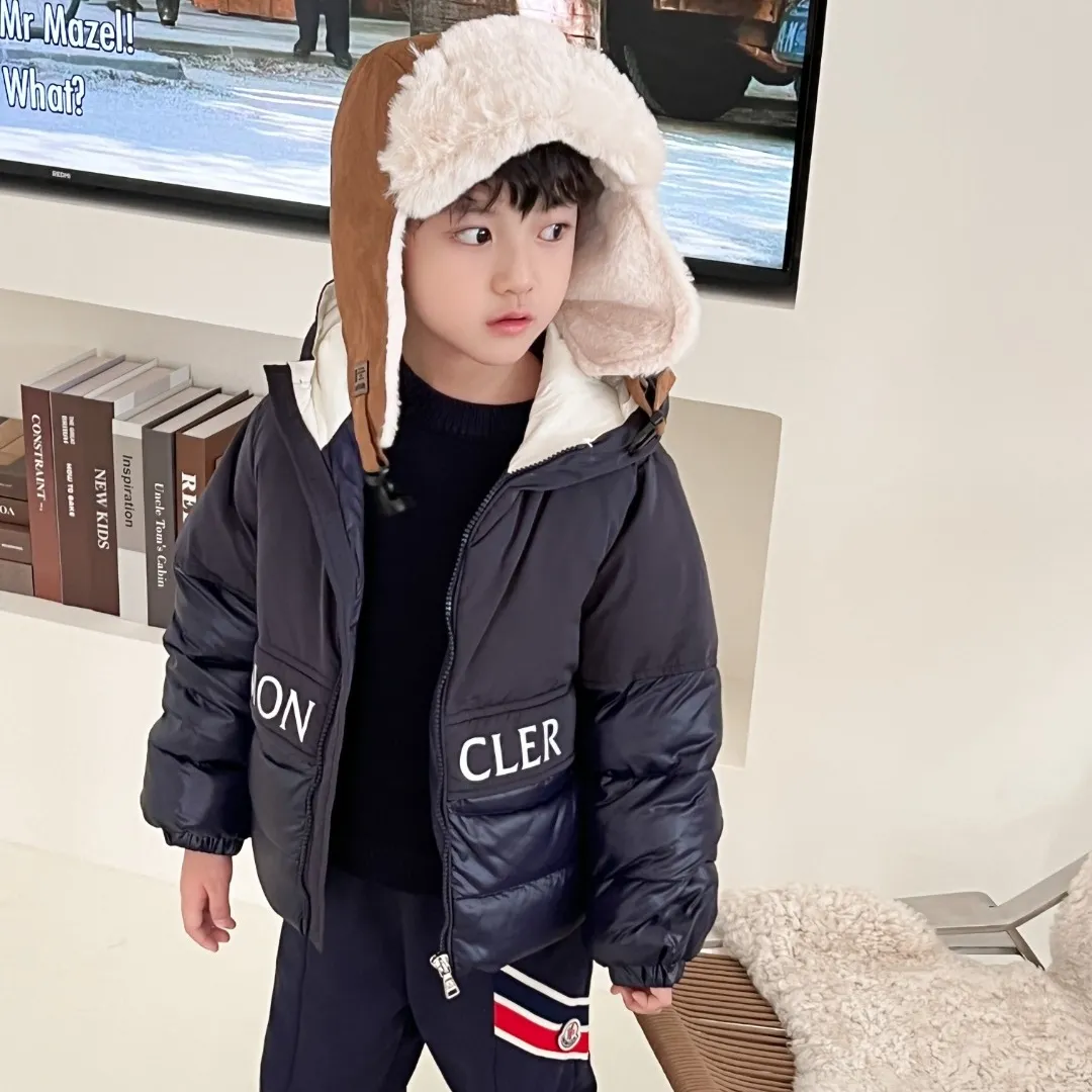 【110-160cm】着回し力抜群 保温性抜群 合わせやすい フード付き ダウンジャケット