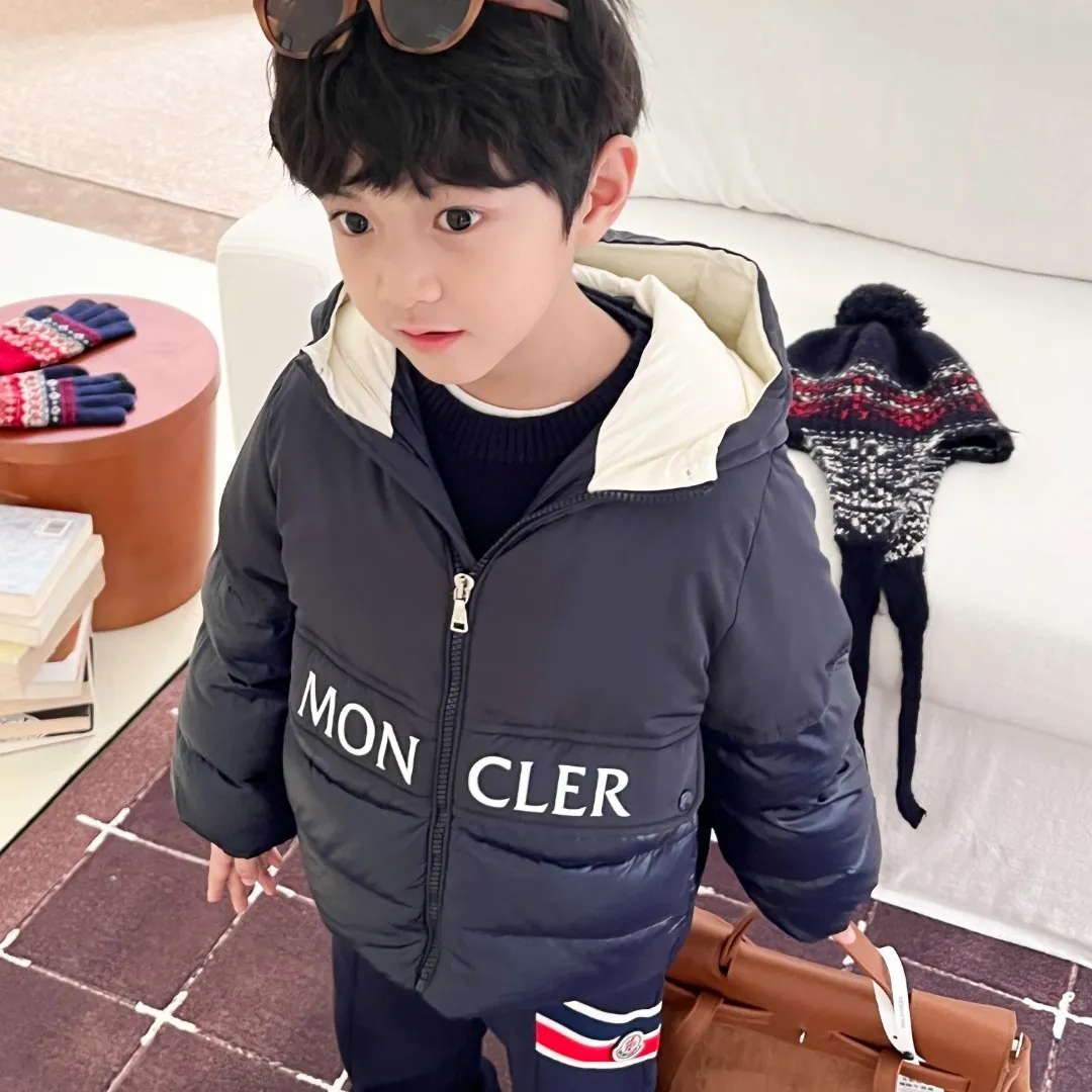 【110-160cm】着回し力抜群 保温性抜群 合わせやすい フード付き ダウンジャケット