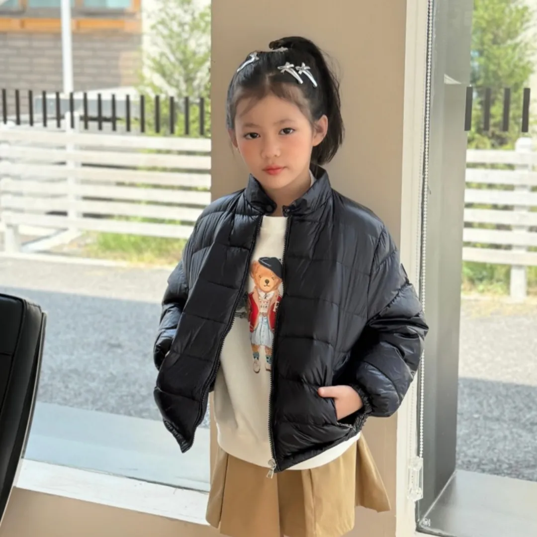 【110-160cm】トレンド感満載 保温性抜群 シンプル クール スタンドネック ダウンジャケット